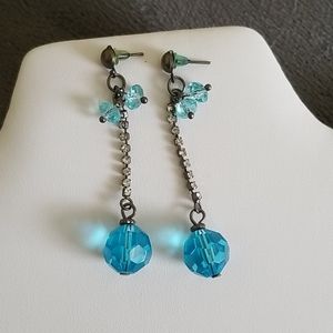 Dangle Earrings with Blue Beads